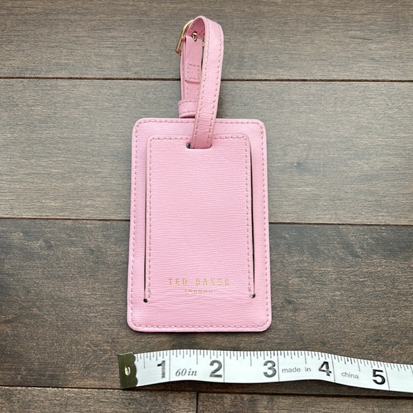 TED BAKER LONDON Pink Leather Luggage Tag, Travel Suitcase ID, 100% Authentic - Picture 9 of 9